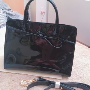 Mansur Garivel Patent Sun Bag Black Mini